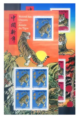 Frankreich. Neues Jahr des Tigers 2022. 2 Zettel.