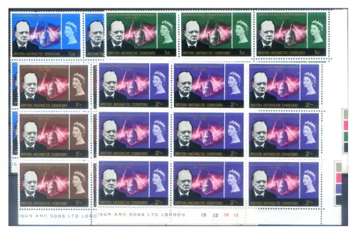 Britisches Antarktisgebiet. Winston Churchill 1966. 9er Blöcke.