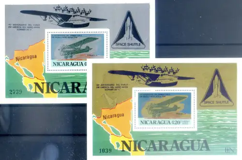 Nicaragua. Luftfahrt. Celebrationi 1980. 2 Zettel, überdruckt.