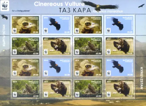Kirgisistan. Fauna. Geier. WWF 2014. Kleinbogen.