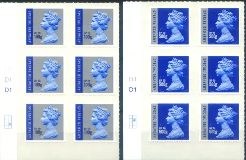 Großbritannien. Elisabeth II 2010. Typ 'Special Delivery', 6er Blöcke.
