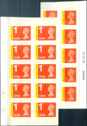 Großbritannien. Elisabeth II 2009. Briefmarken für Empfangsbestätigung, 10er Blöcke.