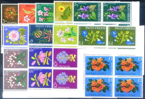 Sierra Leone. Definitiv. Flora. Blumen 1963. 4er Blöcke.