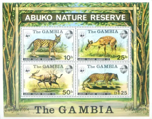 Gambia. Naturschutzgebiet Abuko 1976. WWF. Zettel.