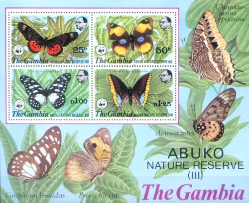 Gambia. Fauna. Vögel 1980. WWF. Zettel.