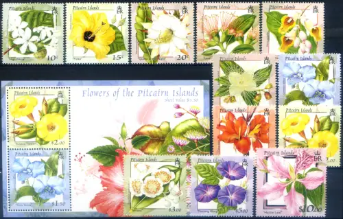 Pitcairn. Definitiv. Flora. Blumen 2000. Serie + Zettel.