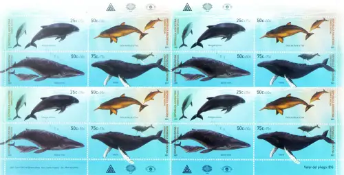 Argentinien. Fauna. Wale 2001. Kleinbogen.