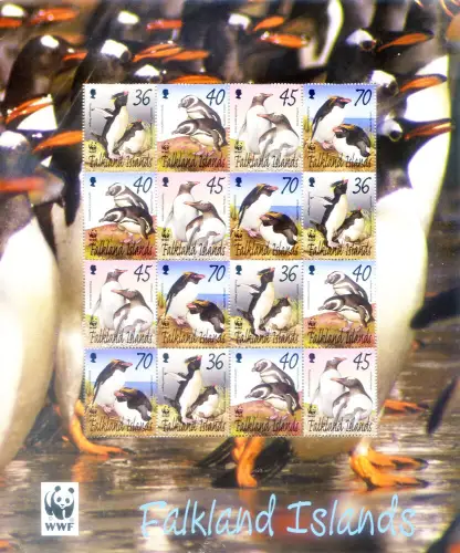 Falklandinseln. Fauna. WWF. Pinguine 2002. Kleinbogen.