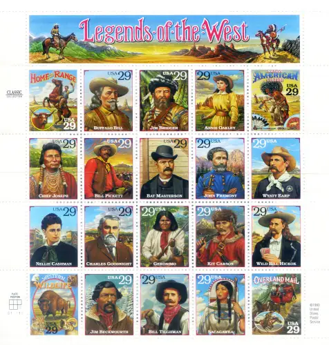 USA. legends of the west 1994. Kleinbogen Typ 'falsch'.