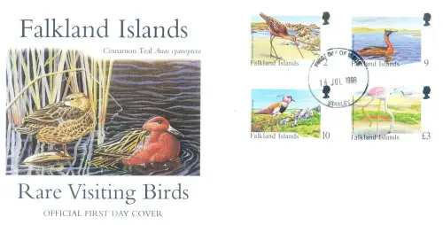 Falklandinseln. Definitiv. Fauna. Vögel 1998. 3 FDC.