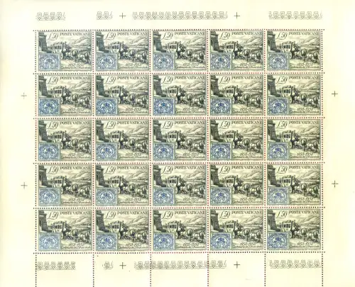 Vatikan. Hundertjahrfeier der Briefmarke 1952. Kleinbogen.