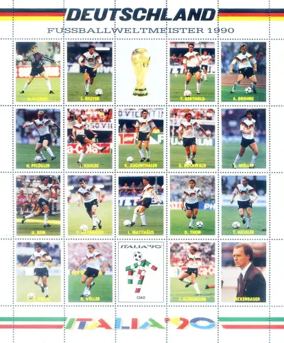 Deutschland. Sport. Fußball. erinnofilo Zettel WM 1990.