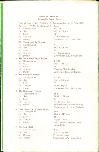 Nepal. Krönung von König Birenda 1975. Ordner gebraucht.