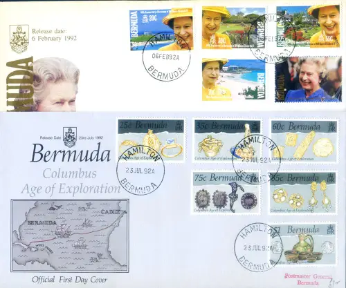 Bermuda. kompletter Jahrgang 1992. FDC.