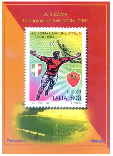 Italienische Republik. Sport. Fußball. Rom Meister 2001. Ordner.