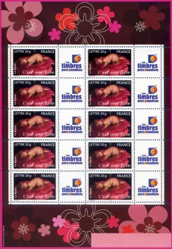 Frankreich. Grüße. Anne Geddes 2005. 2 Miniblätter.