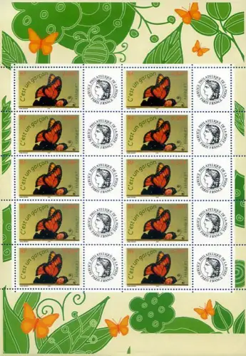 Frankreich. Grüße. Anne Geddes 2004. 2 Miniblätter.