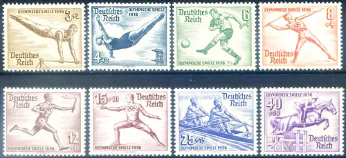Deutsches Reich. Sport. Olympiade Berlin 1936. Serie + 2 Zettel.