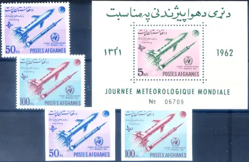 Afghanistan. Weltwettertag 1962. Serie gezahnt + ungezähnt + Zettel.