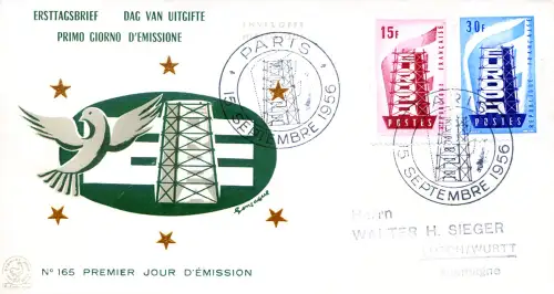 Frankreich. Europa 1956. FDC.