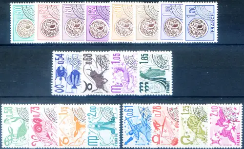 Frankreich. Vorgestempelt 1960-1978, komplette Sequenz.