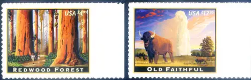 USA. 'Redwood Forest' und 'Old Faithful' 2009. Hohe Werte, für Vorrangpost und Express.