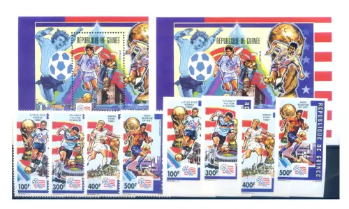 Guinea. Sport. Fußball 1992. Serie gezahnt + ungezähnt + 10 Zettel.