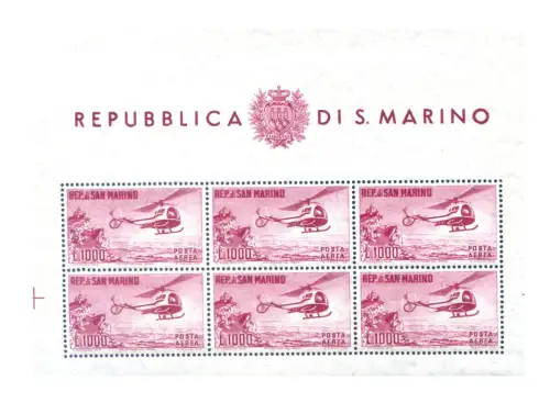 San Marino. Hubschrauber 1961. Zettel.