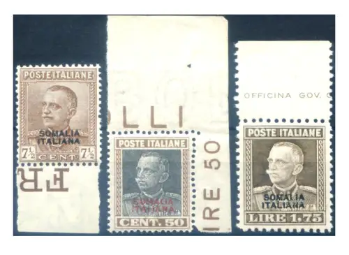 Somalia. Vittorio Emanuele III, überdruckt 1928-1929.