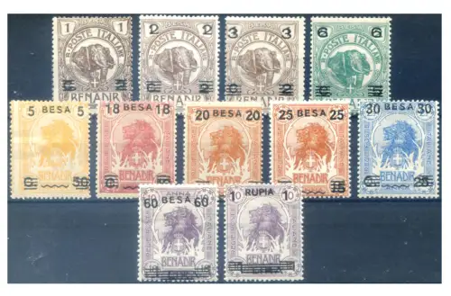 Somalia. Elefant und Löwe, überdruckt 1923.