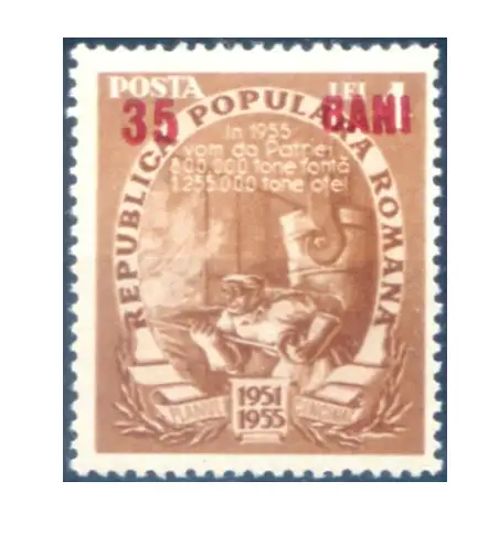 Rumänien. Fünfjahresplan 1952. Aufdruck rot (35 b.auf 4 l.).
