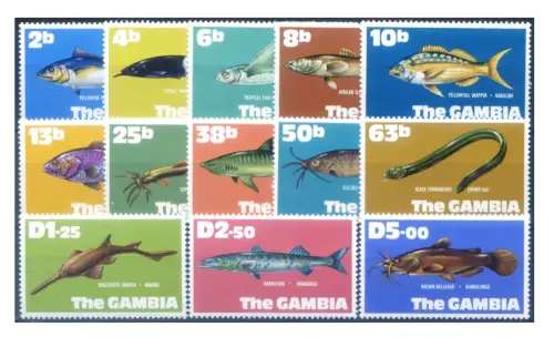 Gambia. Definitiv. Fische 1971.