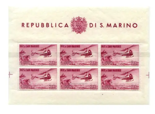 San Marino. Hubschrauber 1961. Zettel.