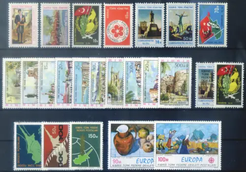 Zypern. Türkische Zone. Kompletter Jahrgang 1974-1975.