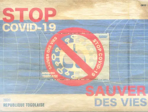 Togo. Stop Covid-19 2020. Zettel.