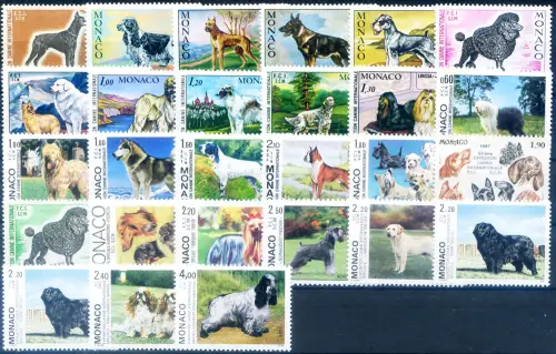 Monaco. Fauna. Hunde. Ausgaben zwischen 1970 und 1995.
