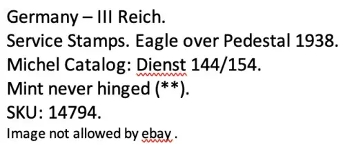 Deutsches Reich. Service. Adler und Kreuz gehäkelt 1938.