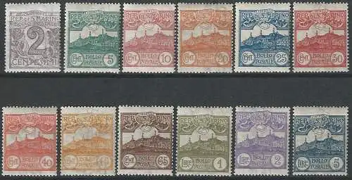 1903 San Marino Vedute 12v. MNH Sassone n. 34/45