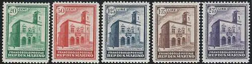 1932 San Marino Inaugurazione palazzo Posta 5v. MNH Sass. n. 159/63