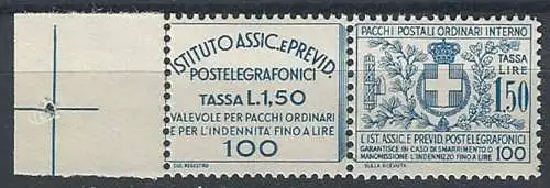 1936 Italia Assicurativi Lire 1,50 azzurro MNH Sassone n. 17