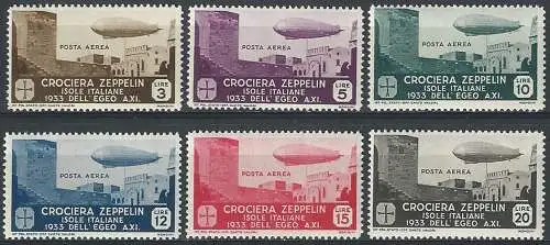 1933 Egeo aerea Zeppelin 6v. MNH Sassone n. 22/27