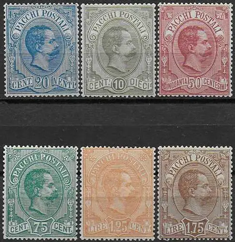 1884-86 Italia pacchi postali bc 6v. MNH Sassone n. 1/6