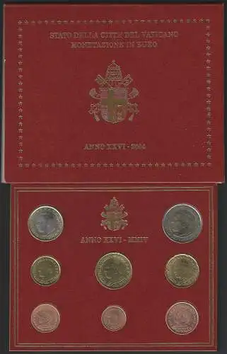2004 Vaticano divisionale 8 monete FDC
