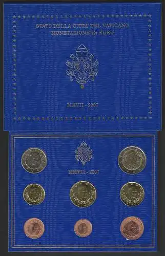 2007 Vaticano divisionale 8 monete FDC - BU