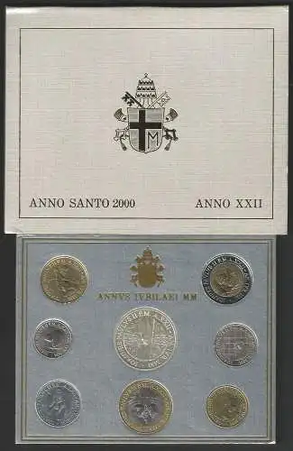 2000 Vaticano serei divisionale 8 monete FDC - BU
