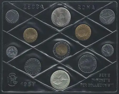 1987 Italia divisionale Zecca 11 monete FDC