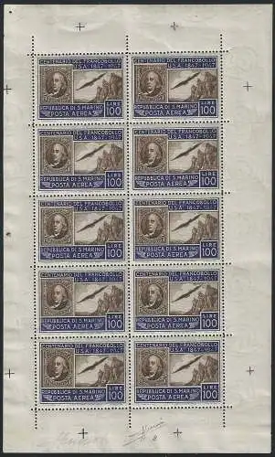 1947 San Marino f.llo americano MS MNH Sassone n. 8