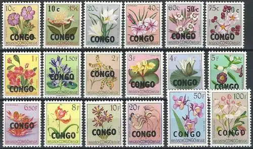 1960 Congo flowers 18v. MNH Yvert n. 382/399