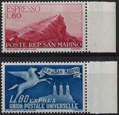 1950 San Marino Expressi 2v. MNH Sassone n. 21/22