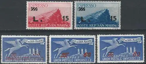 1947-48 San Marino espressi 5v. MNH Sass. E n. 16/20